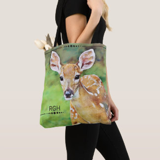 Tote Bag Monogramme d'illustration de cerfs communs de bébé
