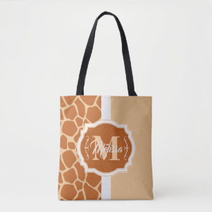 Tote Bag Monogramme d'impression de girafe