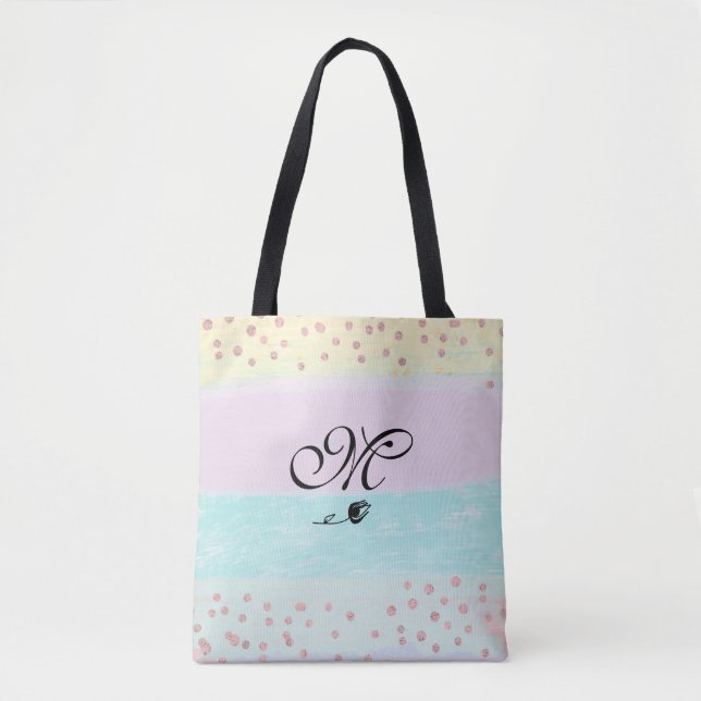 Tote Bag *~* Monogramme Doodle Tulip Gold Parties scintilla (Devant)