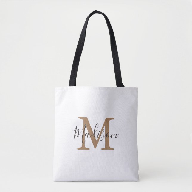 Tote Bag Monogramme d'or Brown à la mode fille (Devant)