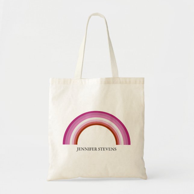 Tote Bag Monogramme du drapeau de la fierté rose arc-en-cie (Devant)