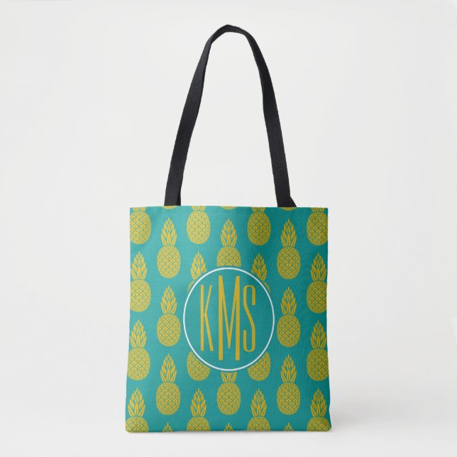 Tote Bag Monogramme du fruit tropical | d'ananas (Devant)
