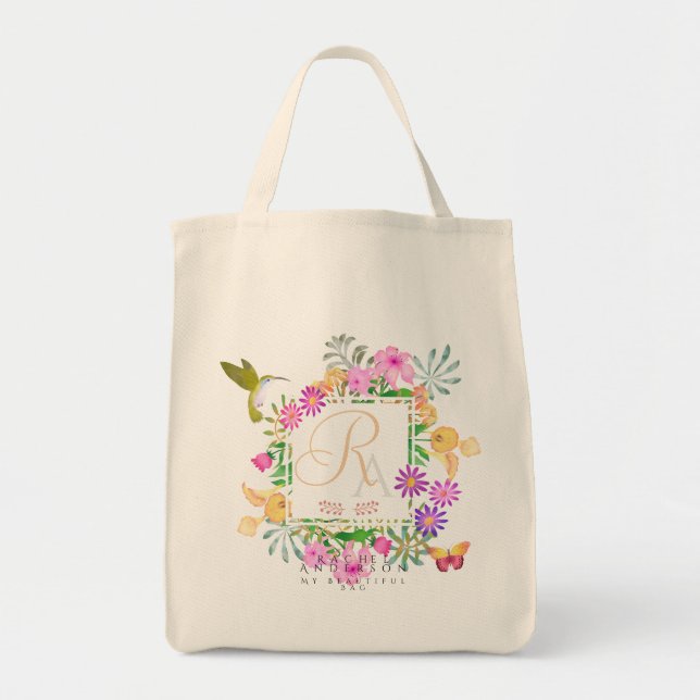 Tote Bag Monogramme du jardin floral (Devant)