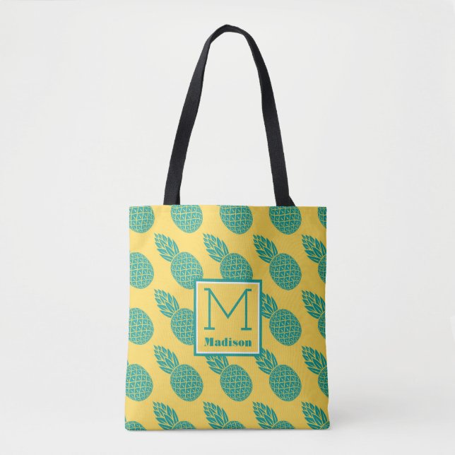 Tote Bag Monogramme du motif | d'ananas (Devant)