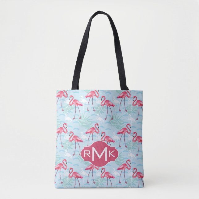 Tote Bag Monogramme du motif | de Flamant rose (Devant)