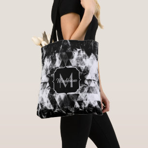 Tote Bag Monogramme électrique noir blanc brillant