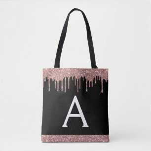 Tote Bag Monogramme élégant de la Parties scintillant noire