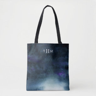 Tote Bag Monogramme élégant d'Ombre   de bleu marine