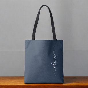 Tote Bag Monogramme élégant minimaliste moderne bleu marine