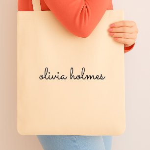 Tote Bag Monogramme élégant   Nom de la typographie minimal