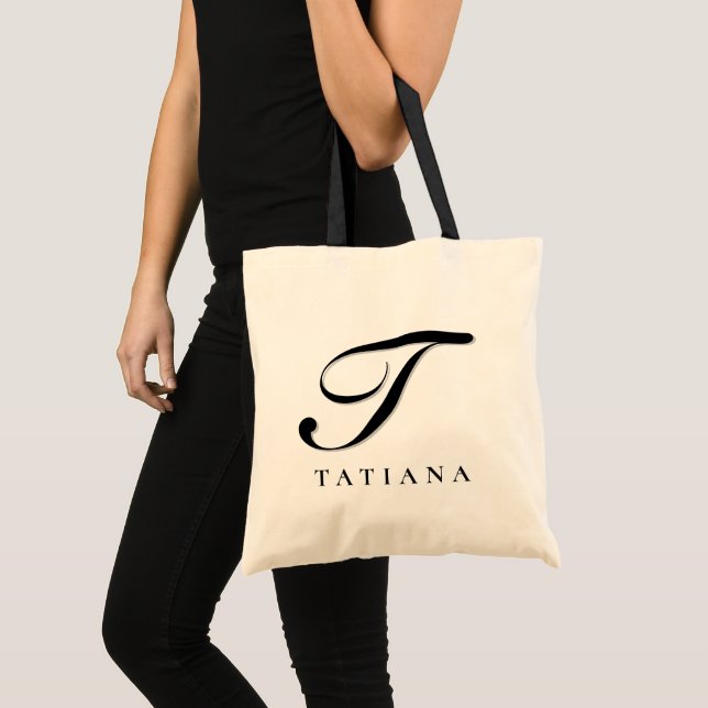 Tote Bag Monogramme élégant personnalisé avec initiale du n (Devant (produit))