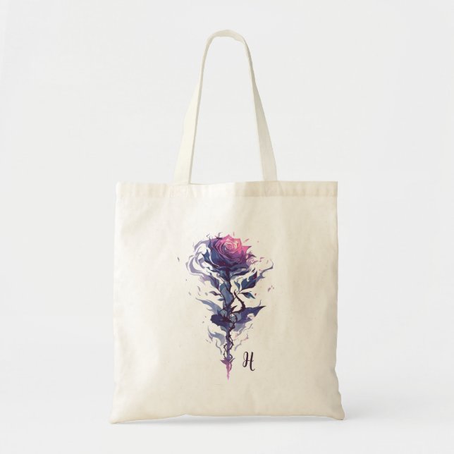 Tote Bag Monogramme Elegant Rose Art (Devant)
