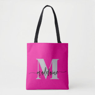 Tote Bag Monogramme élégant rose noir