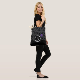 Tote Bag Monogramme Empreinte de patte noir et violet