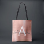Tote Bag Monogramme en acier inoxydable rose Rose Rose Rose<br><div class="desc">Rose Rose Or Faux Acier Inoxydable Élégant Sac Livre Monogramme. Ce coque peut être customisé pour inclure votre nom initial et prénom.</div>