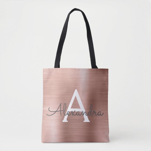Tote Bag Monogramme en acier inoxydable rose Rose Rose Rose (Devant)