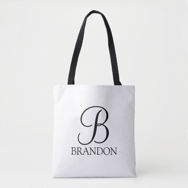 Tote Bag Monogramme et nom de script personnalisé (Devant)