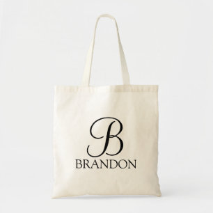 Tote Bag Monogramme et nom de script personnalisé