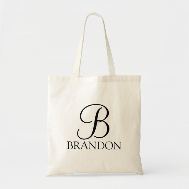 Tote Bag Monogramme et nom de script personnalisé (Devant)