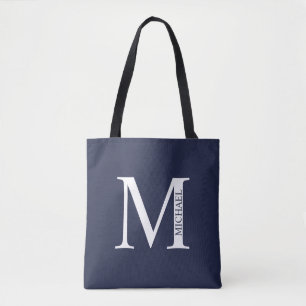 Tote Bag Monogramme et nom personnalisés bleu marine