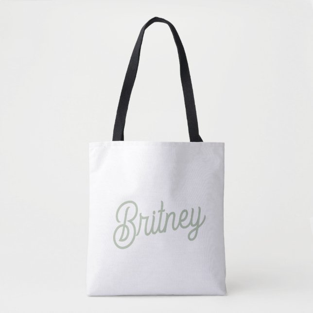 Tote Bag Monogramme et nom personnalisés de Sage Vert moder (Devant)
