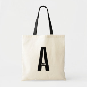 Tote Bag Monogramme et nom personnalisés gras modernes