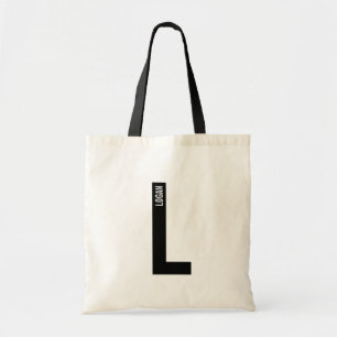 Tote Bag Monogramme et nom personnalisés gras modernes