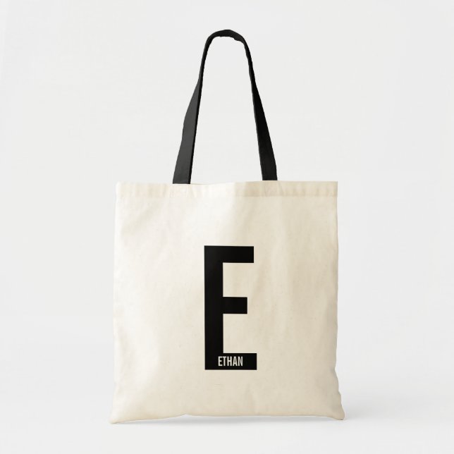Tote Bag Monogramme et nom personnalisés gras modernes (Devant)
