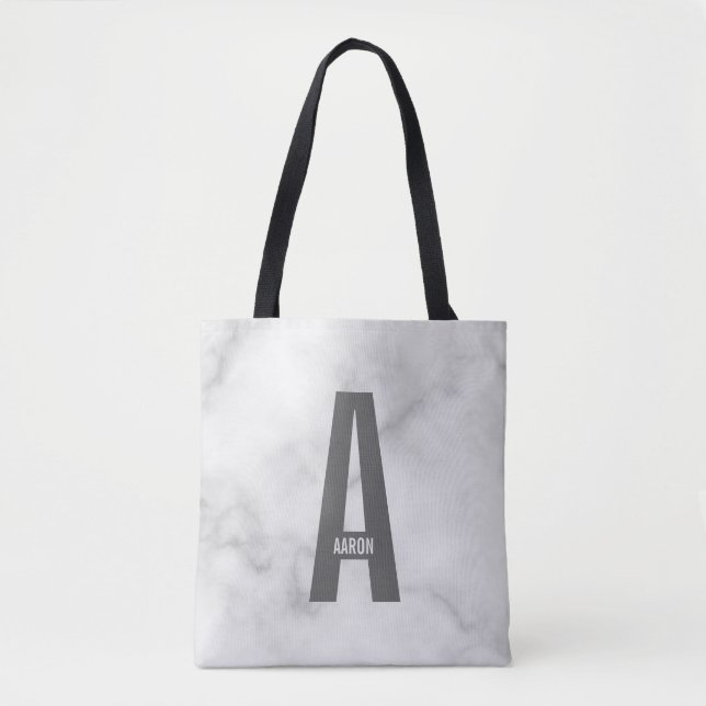 Tote Bag Monogramme et nom personnalisés modernes (Devant)