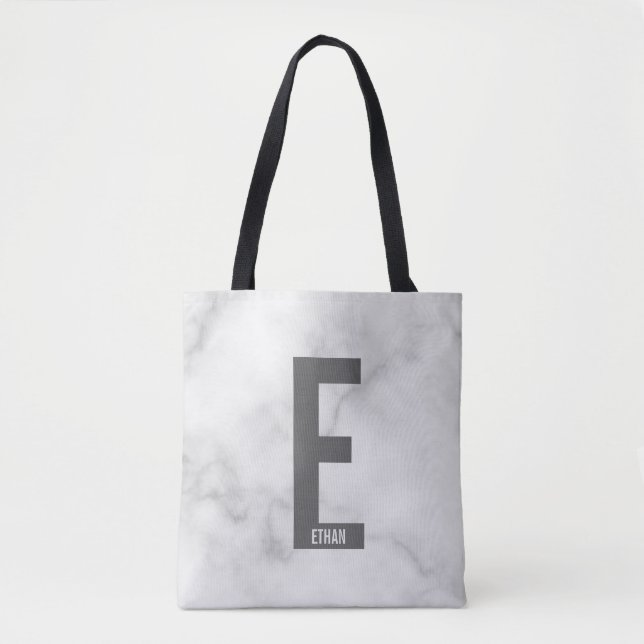 Tote Bag Monogramme et nom personnalisés modernes (Devant)
