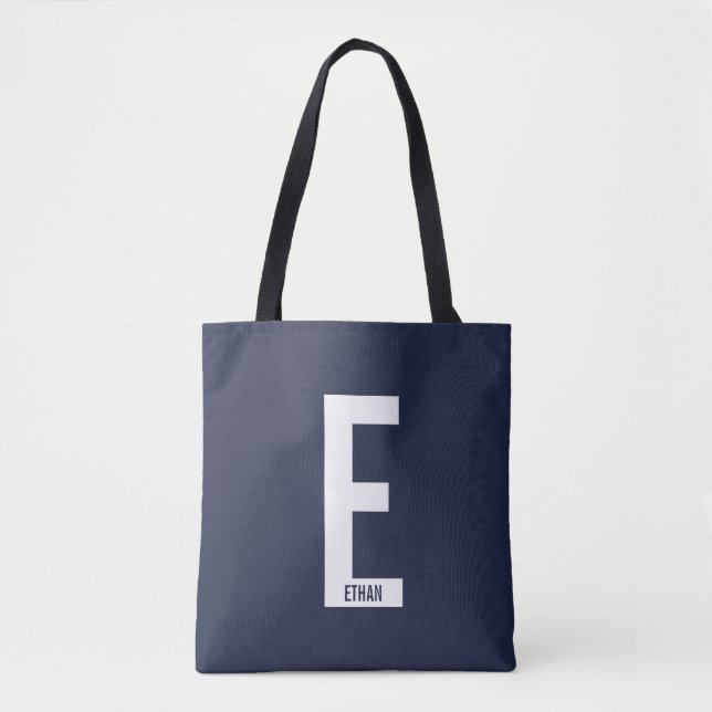 Tote Bag Monogramme et nom personnalisés modernes (Devant)
