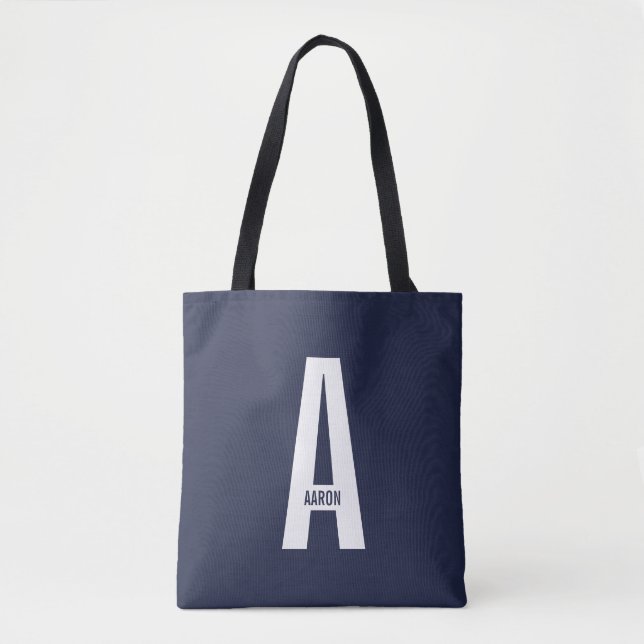 Tote Bag Monogramme et nom personnalisés modernes (Devant)