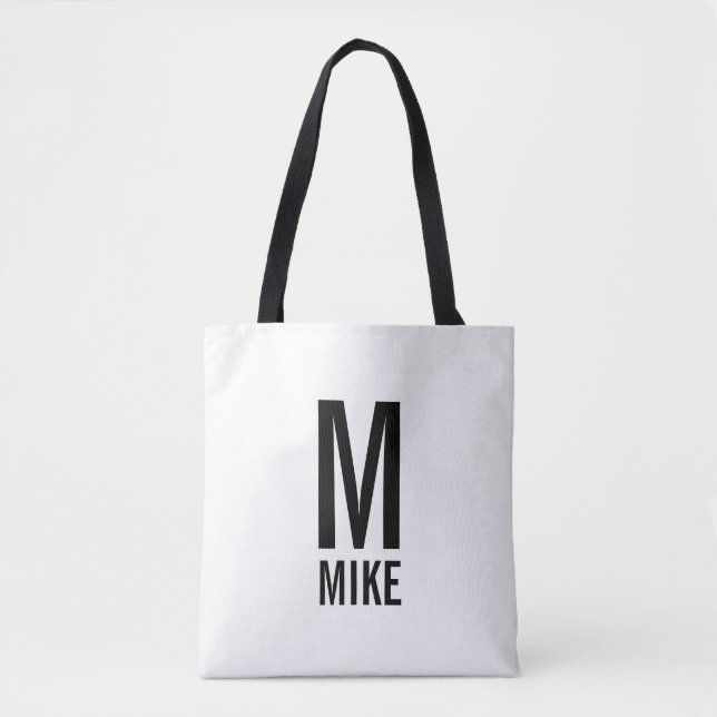 Tote Bag Monogramme et nom personnalisés modernes (Devant)
