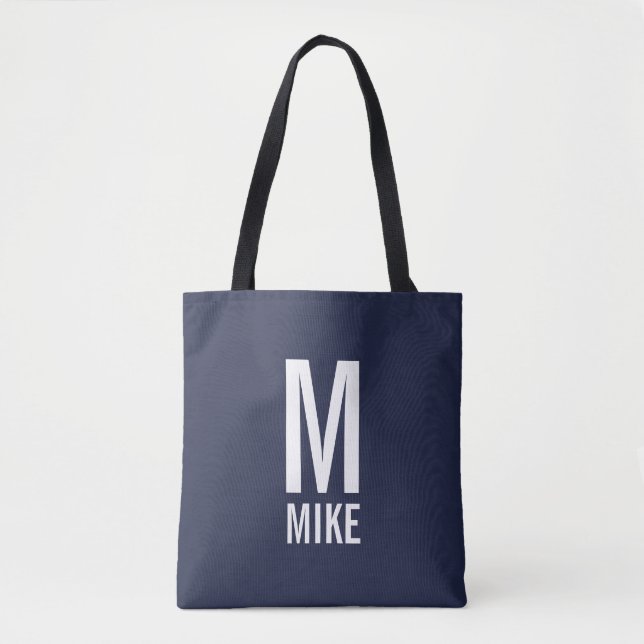 Tote Bag Monogramme et nom personnalisés modernes (Devant)