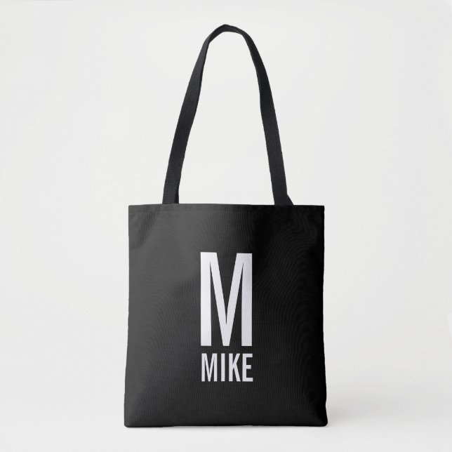 Tote Bag Monogramme et nom personnalisés modernes (Devant)