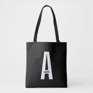 Tote Bag Monogramme et nom personnalisés modernes