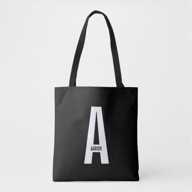 Tote Bag Monogramme et nom personnalisés modernes (Devant)