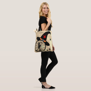 Tote Bag Monogramme F Halloween Sky Witch Nom des araignées