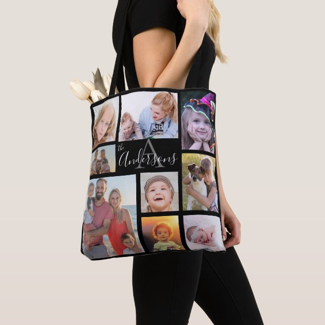 Tote Bag Monogramme Famille Huit Photo Customisée (De près)