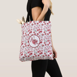 Tote Bag Monogramme Fleur de cerise personnalisée et cerise