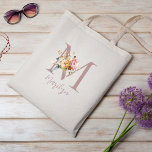 Tote Bag Monogramme Floral Bridesmaid Bachelorette Party ca<br><div class="desc">Un sac fourre-tout de fête vintage chic et tendance à monogrammed initial et nom bachelorette. Le cadeau idéal pour vos filles préférées.</div>
