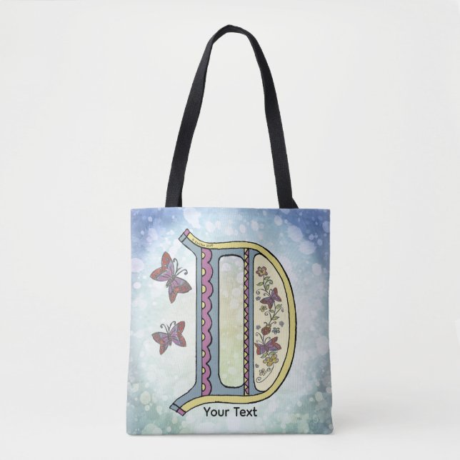 Tote Bag Monogramme floral D (Devant)
