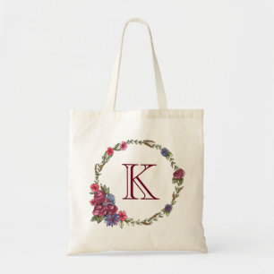 Tote Bag Monogramme floral de guirlande