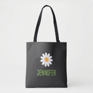Tote Bag Monogramme floral de marguerite simple