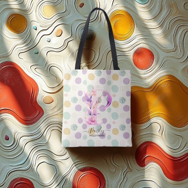 Tote Bag Monogramme floral - Dessin de la floraison de Pais (Créateur téléchargé)