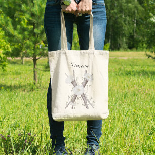 Tote Bag Monogramme floral élégant X Nom personnalisé