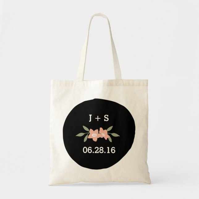 Tote Bag Monogramme floral Mariage Fourre-tout (Devant)