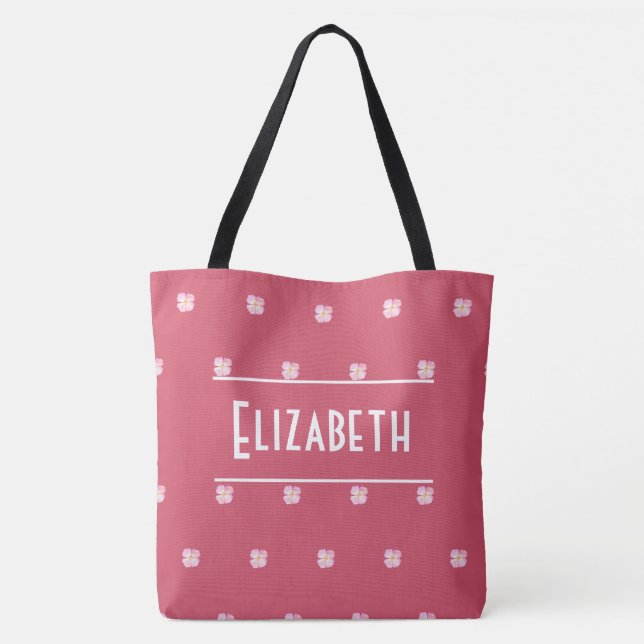Tote Bag Monogramme floral mignon rose vif mode (Dos)