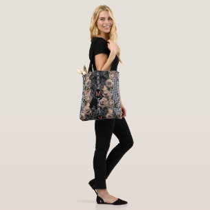 Tote Bag Monogramme Floral moderne À damiers Bridesmaid