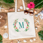 Tote Bag Monogramme floral Paradise<br><div class="desc">Sacs fourre-tout de mariage personnalisés personnalisés personnalisés avec votre monogramme initial ou autre texte personnalisé. Cet élégant design féminin possède une aquarelle fleurie courre tropicale fleurs et verdure. Utilisez les outils de conception pour personnaliser chaque monogramme, choisir une couleur arrière - plan, modifier les polices de texte et les couleurs...</div>